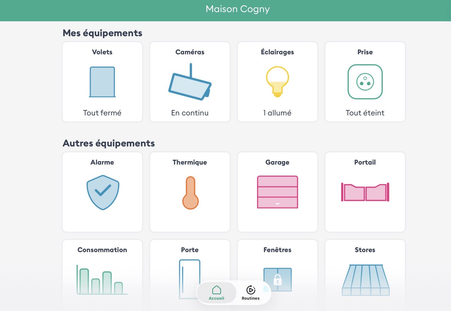 Interface de pilotage domotique des équipements de la maison